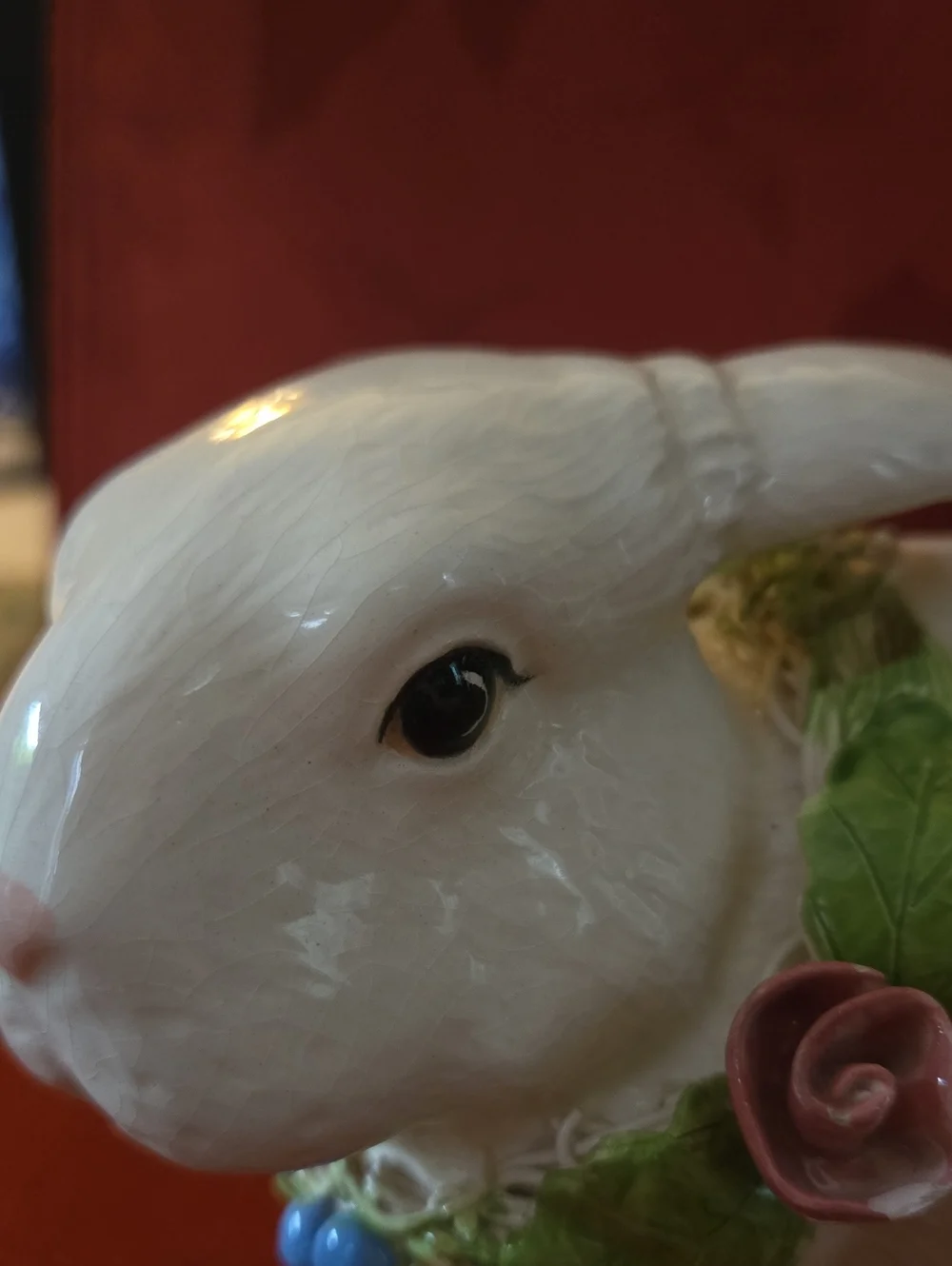 Lorraine Eggleston Vintage Ceramic Bunny With Floral Wreath